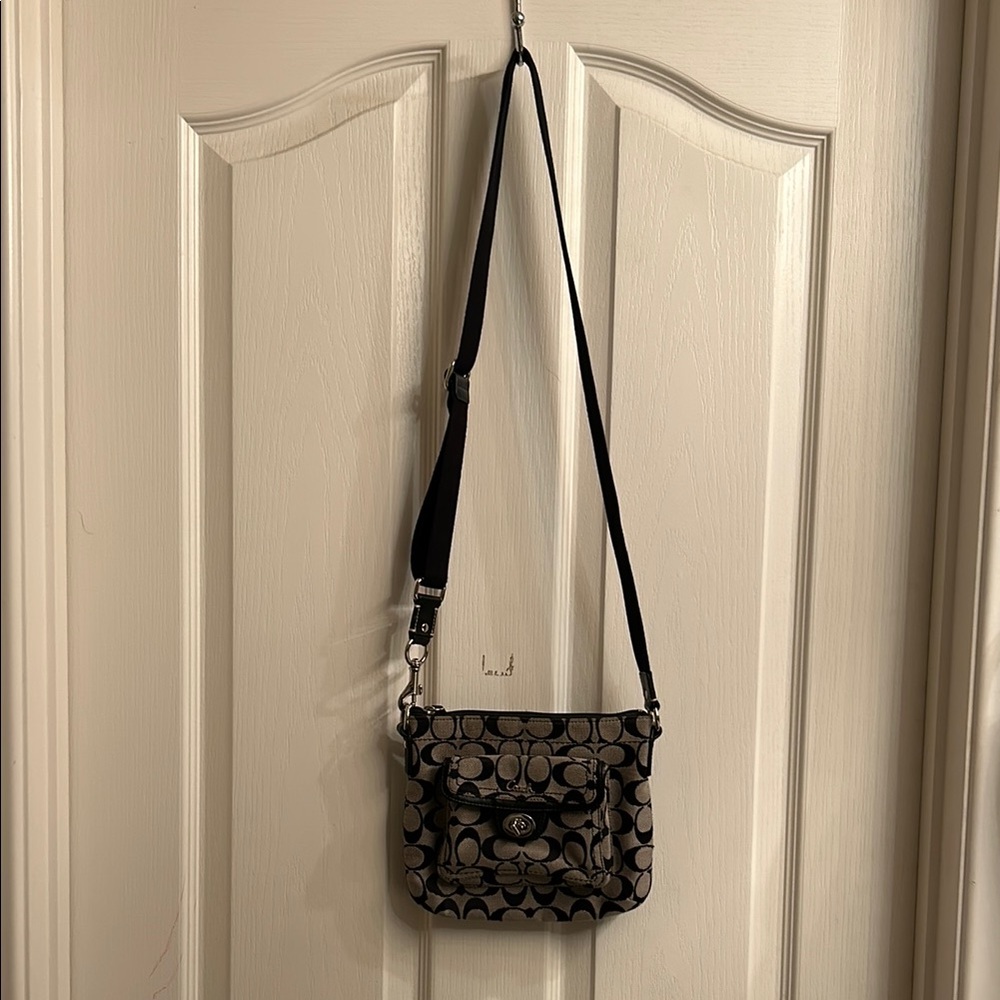 Coach Signature Crossbody Bag - Black and gray